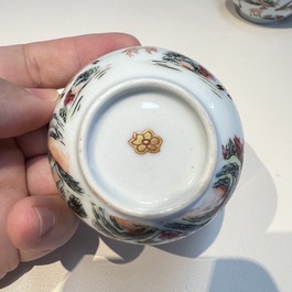 A Chinese famille rose 17-piece 'Deer and Scholars' tea service, Qianlong