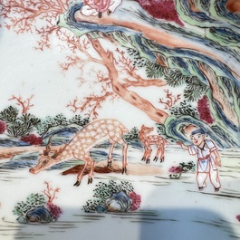 A Chinese famille rose 17-piece 'Deer and Scholars' tea service, Qianlong