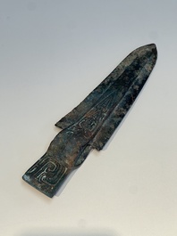 A Chinese archaic bronze dagger-axe, 'Ge 戈', Western Zhou