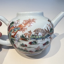 A Chinese famille rose 17-piece 'Deer and Scholars' tea service, Qianlong