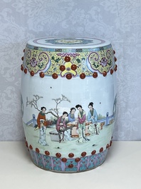 A Chinese famille rose 'Elegant Beauties' garden seat, 20th C.