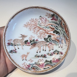 A Chinese famille rose 17-piece 'Deer and Scholars' tea service, Qianlong