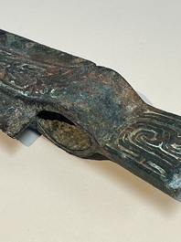A Chinese archaic bronze dagger-axe, 'Ge 戈', Western Zhou