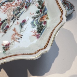 A Chinese famille rose 17-piece 'Deer and Scholars' tea service, Qianlong