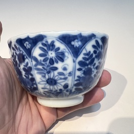 10 Chinese blue and white cups and 16 saucers, Kangxi and later
