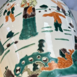 A Chinese famille verte 'Elegant Beauties and Playing Boys' vase, 19th C.