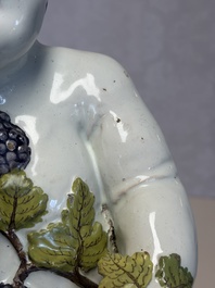 A massive polychrome Brussels faience 'Bacchus on a Barrel' fountain, 18th C.