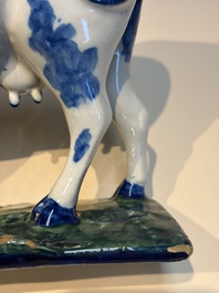A pair of polychrome Dutch Delft cows, 18th C.