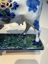 A pair of polychrome Dutch Delft cows, 18th C.