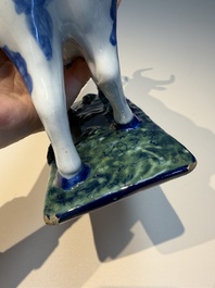 A pair of polychrome Dutch Delft cows, 18th C.
