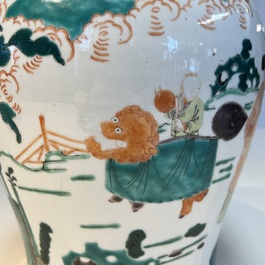 A Chinese famille verte 'Elegant Beauties and Playing Boys' vase, 19th C.