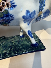 A pair of polychrome Dutch Delft cows, 18th C.