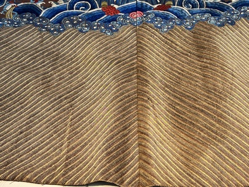 A Chinese brown-ground embroidered silk 'Dragon' robe, 'Ji Fu' 吉服, 19th C.