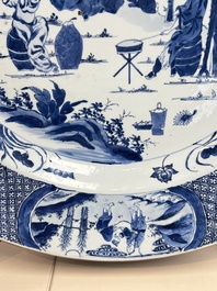 A massive Chinese blue and white 'Music-Making Scholars' dish, Yongzheng