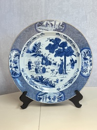 A massive Chinese blue and white 'Music-Making Scholars' dish, Yongzheng