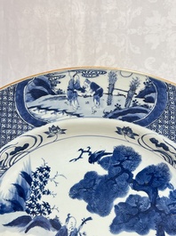 A massive Chinese blue and white 'Music-Making Scholars' dish, Yongzheng