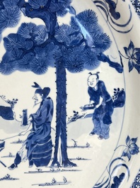 A massive Chinese blue and white 'Music-Making Scholars' dish, Yongzheng