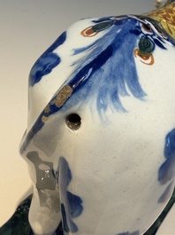 A pair of polychrome Dutch Delft cows, 18th C.