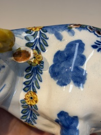 A pair of polychrome Dutch Delft cows, 18th C.