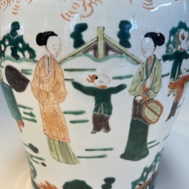 A Chinese famille verte 'Elegant Beauties and Playing Boys' vase, 19th C.