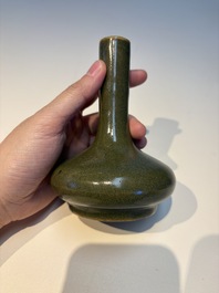 Four Chinese teadust-glazed vases and a brush washer, 19th C.