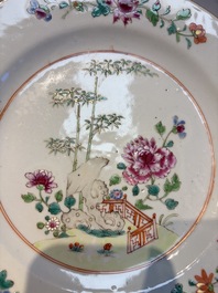 Six Chinese famille rose 'Flower Garden' plates, Qianlong
