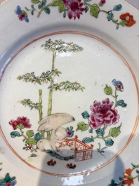 Six Chinese famille rose 'Flower Garden' plates, Qianlong
