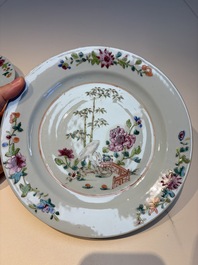 Six Chinese famille rose 'Flower Garden' plates, Qianlong