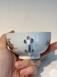Ten Chinese Imari-style 'Riverscape' cups and saucers, Qianlong