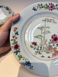 Six Chinese famille rose 'Flower Garden' plates, Qianlong