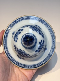 A Chinese blue and white five-piece garniture with birds among flowering branches, Qianlong