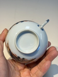 Ten Chinese Imari-style 'Riverscape' cups and saucers, Qianlong