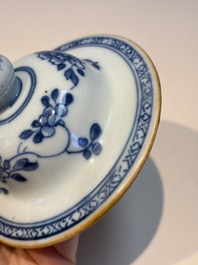 A Chinese blue and white five-piece garniture with birds among flowering branches, Qianlong