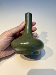 Four Chinese teadust-glazed vases and a brush washer, 19th C.