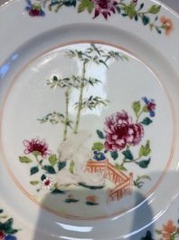 Six Chinese famille rose 'Flower Garden' plates, Qianlong