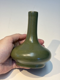 Four Chinese teadust-glazed vases and a brush washer, 19th C.