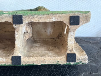 A large Chinese sancai-glazed pottery 'Buddhist Lion' roof tile, Ming