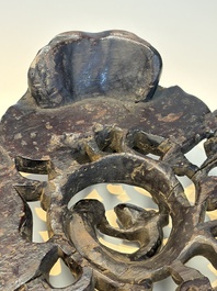 Two large Chinese carved wooden stands, 19th C.