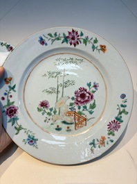 Six Chinese famille rose 'Flower Garden' plates, Qianlong