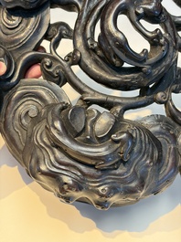 Two large Chinese carved wooden stands, 19th C.