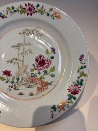 Six Chinese famille rose 'Flower Garden' plates, Qianlong