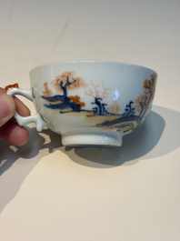 Ten Chinese Imari-style 'Riverscape' cups and saucers, Qianlong