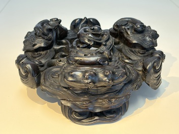 Two large Chinese carved wooden stands, 19th C.