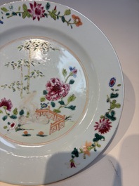 Six Chinese famille rose 'Flower Garden' plates, Qianlong