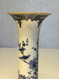 A Chinese blue and white five-piece garniture with birds among flowering branches, Qianlong