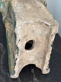 A large Chinese sancai-glazed pottery 'Buddhist Lion' roof tile, Ming