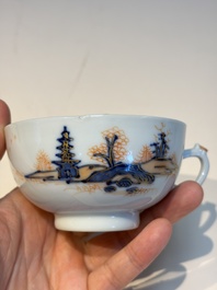 Ten Chinese Imari-style 'Riverscape' cups and saucers, Qianlong