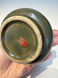 Four Chinese teadust-glazed vases and a brush washer, 19th C.