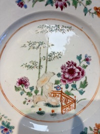 Six Chinese famille rose 'Flower Garden' plates, Qianlong