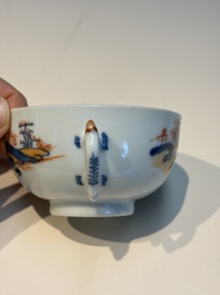 Ten Chinese Imari-style 'Riverscape' cups and saucers, Qianlong